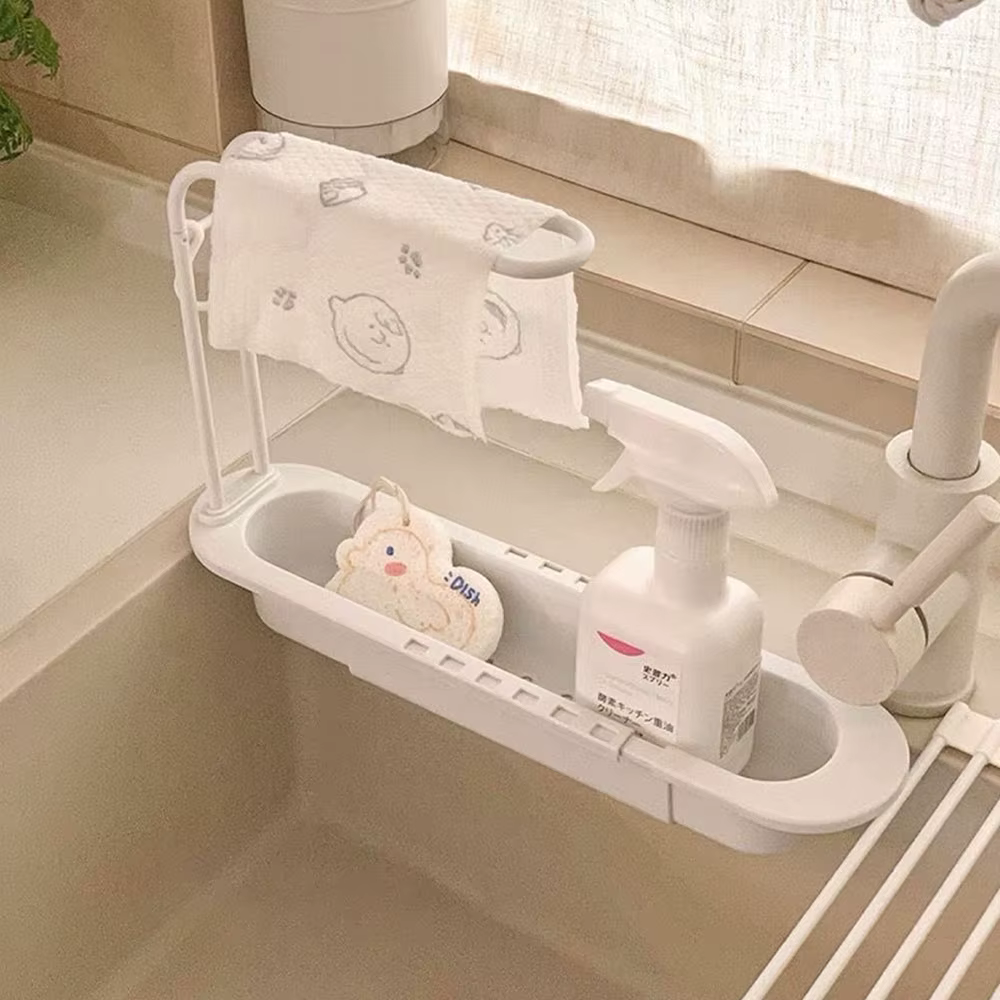 Minimalist sink shelf drain rack, kitchen ominor, soap sponge holder, towel rack storage ominer, basket accessories for the jet