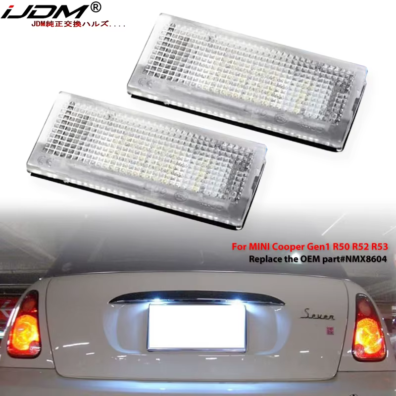iJDM OEM-Fit 3W Full LED License Plate Light For 2002-06 MINI Cooper Gen1 R50 R52 R53, Xenon White LED & Can-bus Error Free