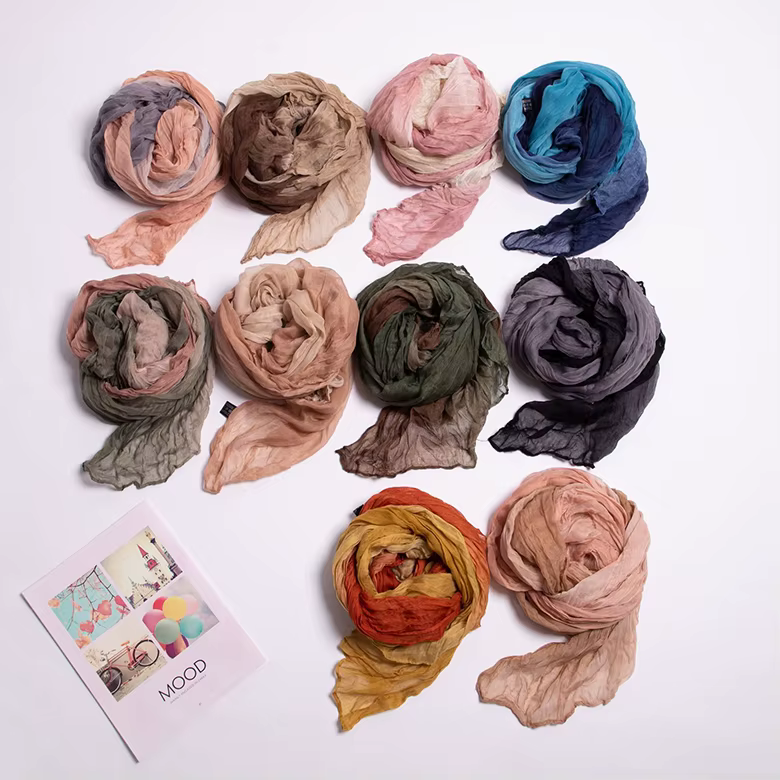 Women Long Muplers Linen Fold Ty Dy autumn winter scarf