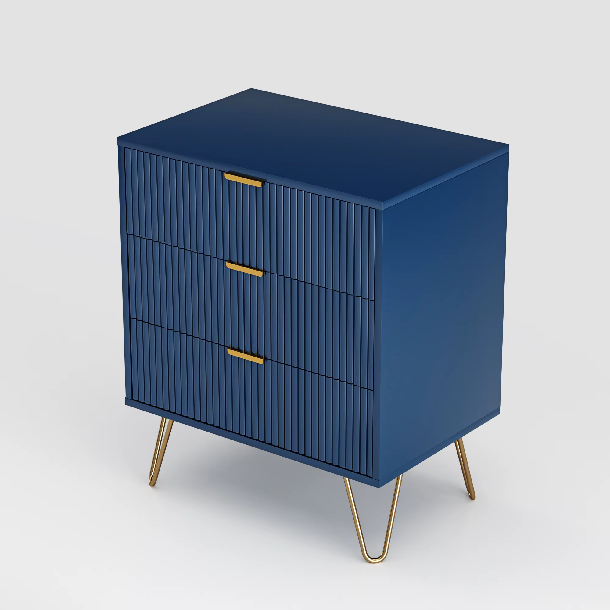 Classic chest of drawers, Bedside Table with 2/3 drawers, storage space in the living room and bedroom, MDF+chipboard,Dark Blue