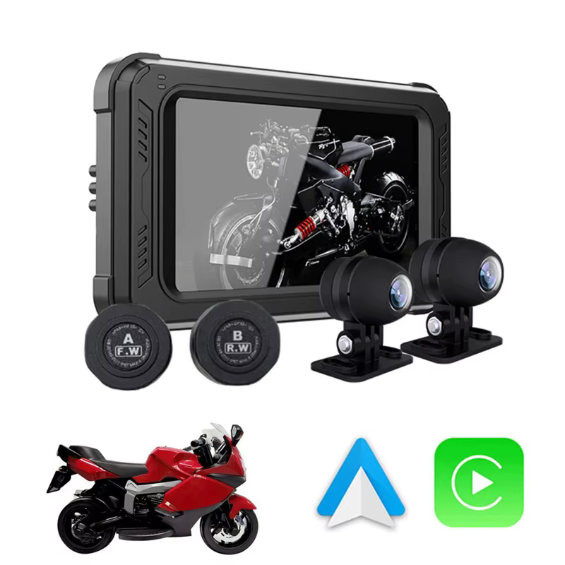 Portable 3 inch IP67 Waterproof Motorcycle GPS Navigation Wireless Carplay Android Auto DVR Drive Recorder Moto Monitor WIFI