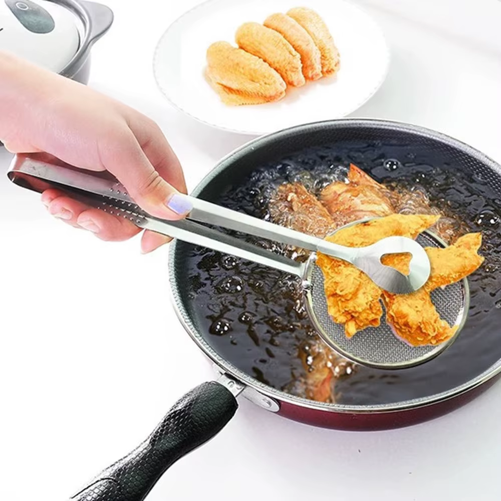 Vertifunction Oil Fried Clamp Barbecue Filter Stainless Steel Spoon, Half Fried Food Vegetable, kitchen Tools