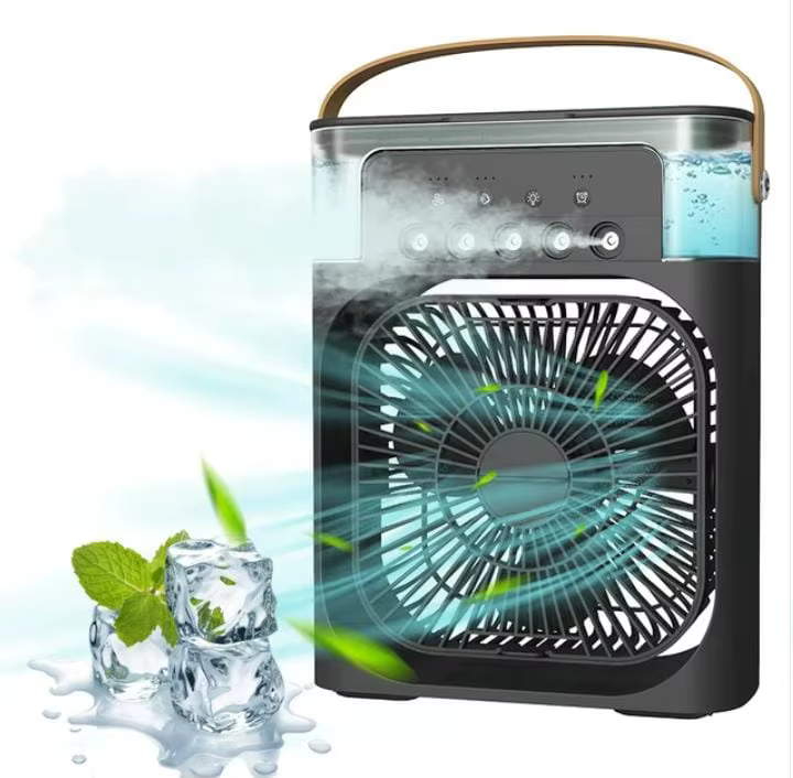 Mini Climatizador Ventilador De Ar Portátil Com Reservatório Para Agua E Gelo Com Iluminação Verão Casa Escritório  Carro