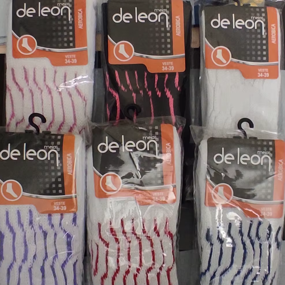 kit 6 Pares Meias Cano Alto Aeróbica Coloridas Academia