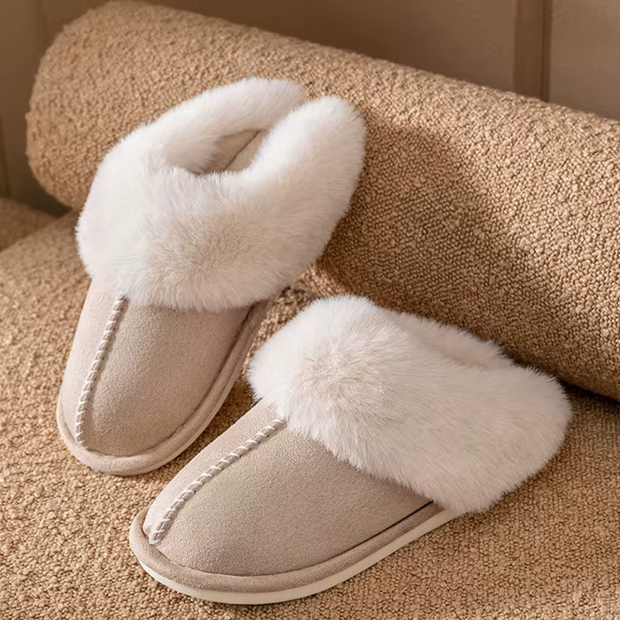 Suede women's fur slippers living room office winter winter winter hair interior