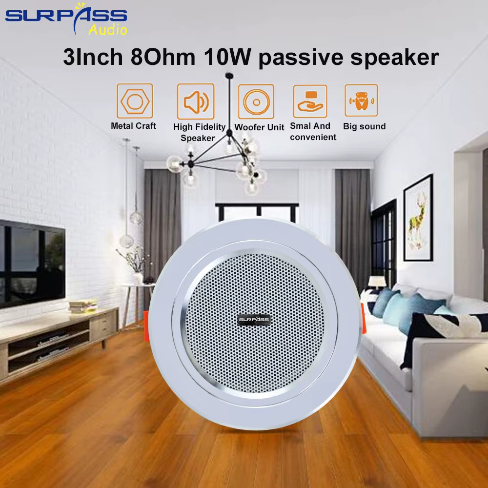 3-Inch 8-Ohm 10W Bathroom Ceiling Speakers Passive Speaker Moisture-Proof Aluminum Sound Quality Background Music Audio System