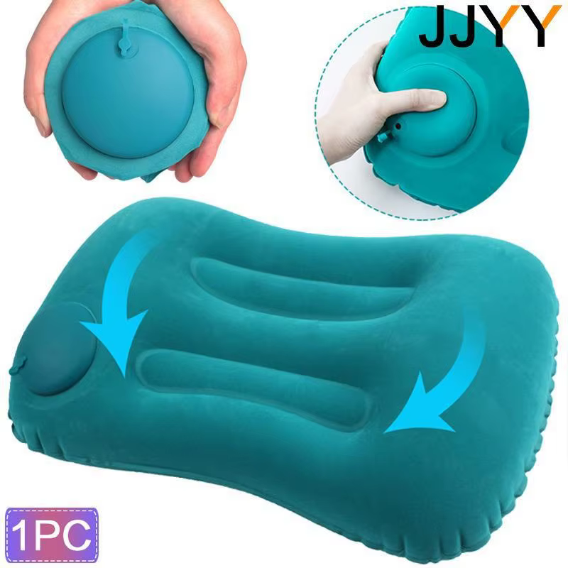 JJYY Travel Pillow Air Inflatable Airplane Car Pillows Pillow Folding Press Type Bed Pillows Neck Cushion Home Office Supplies