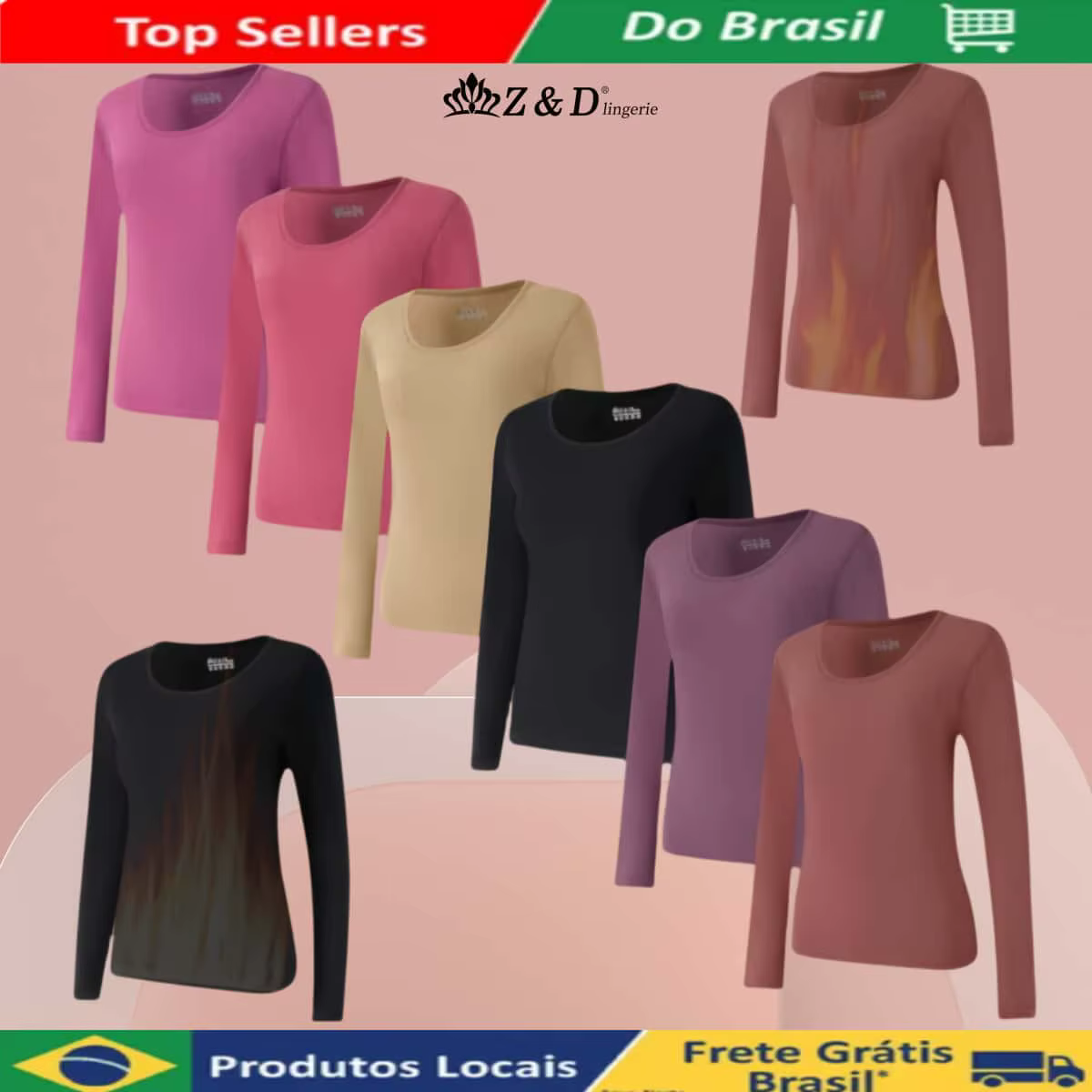 Blusa Térmica Feminina Segunda Pele Manga Larga Dupla Camada Aveludada  DRNY02