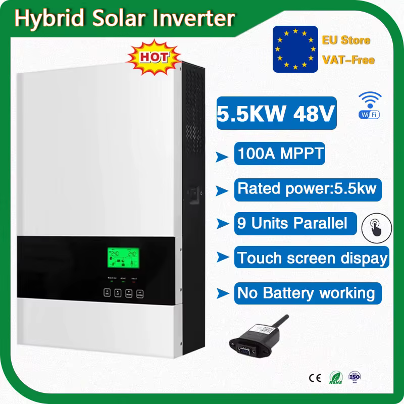 5500W 48V Hybrid Off Grid Solar power Inverter with100A MPPT Solar Controller,Work without battery,WIFI