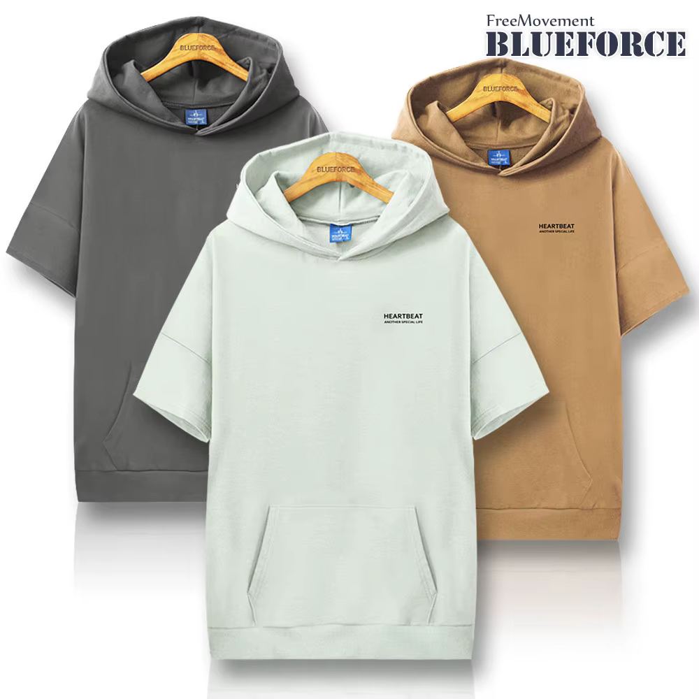 Blue Force Erok Pihim short-sleeved hooty overfitting Washing couple clothes