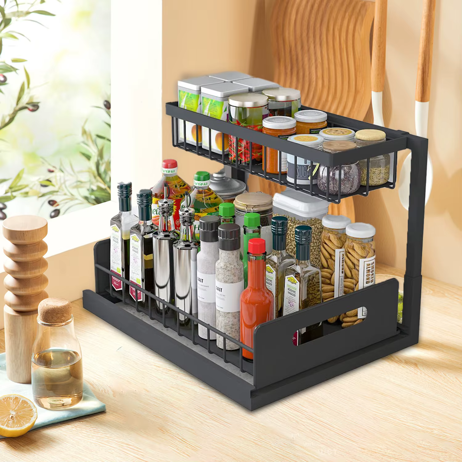 2 Tier Under Sink Organizers,Sink Shelf Cabinet Drawer Multi-purpose Bathroom Shelf Organizer,for Bathroom Kitchen Storage