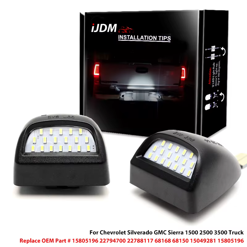 iJDM Canbus LED License Plate Light For Chevrolet Silverado GMC Sierra 1500 2500 3500 Truck White Car-Styling Number Lamp 12V