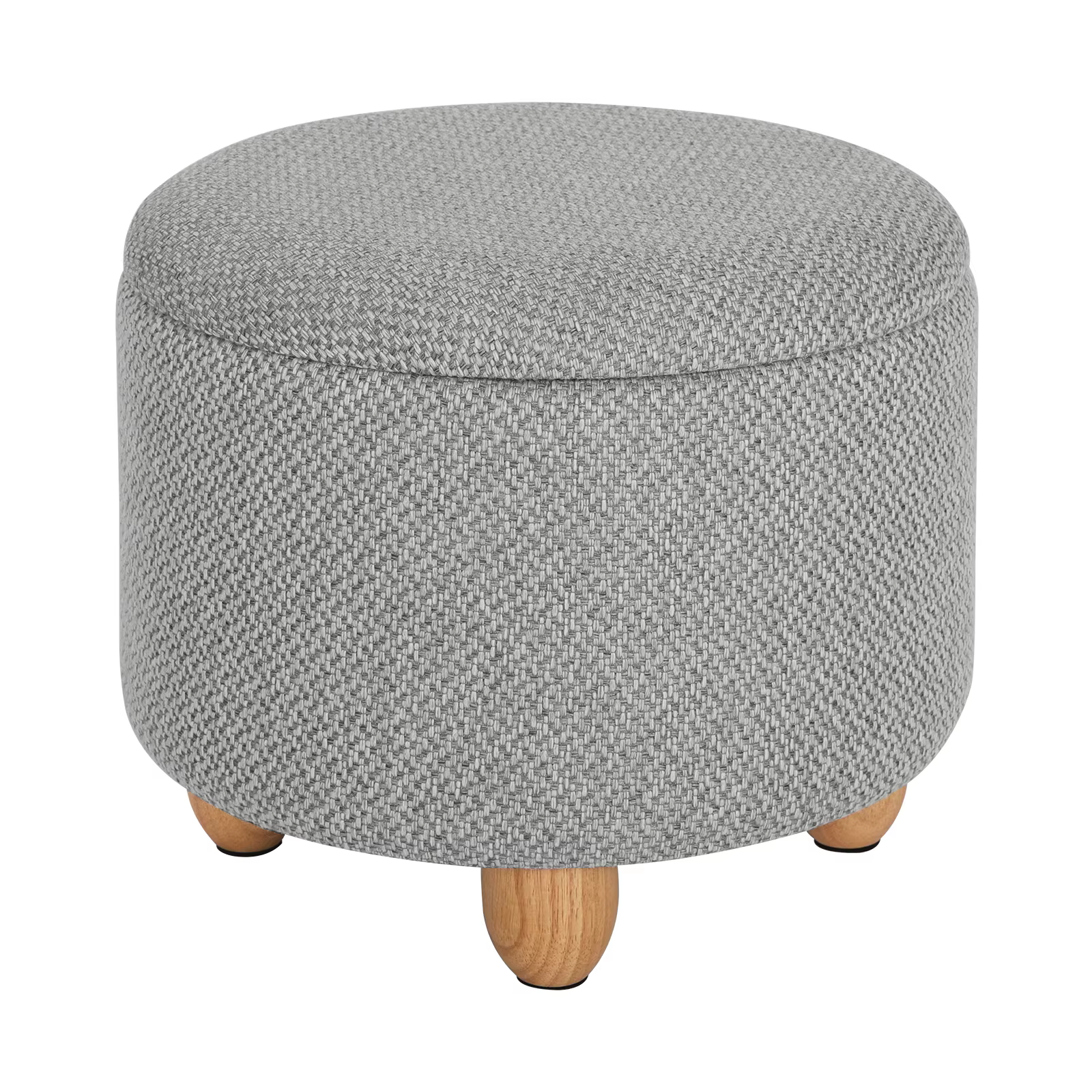 Foldable Ottoman Storage Pouf Upholstered Stool with Lid Pine Legs Space Saving for Living Room Bedroom Home Decal