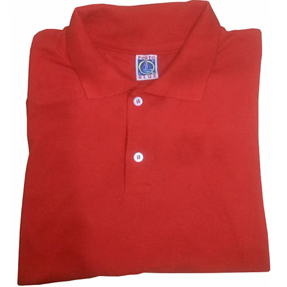 Men's Red Polo Shirt Uniform Embroidery Cotton Great Quality Short Sleeve Elastane No Pocket