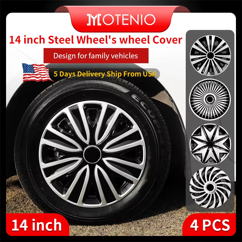 14inch Hub Cap Cover for Iron Rim Wheel Cover Set of 4 Steel Wheel Cover Replacement Plastic Hubcap for R14 Tire Car Accessories