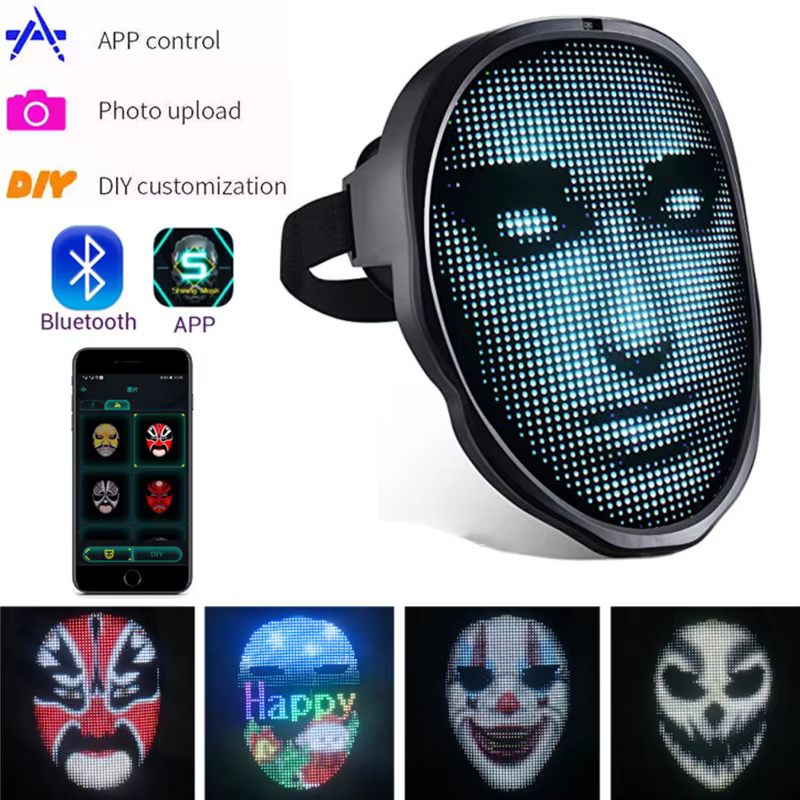 NEW LED Mask Bluetooth APP Control Face Masks Smart Mask DIY Change 45 Dynamic Photos LED Face Masks For Halloween Grimace Masks