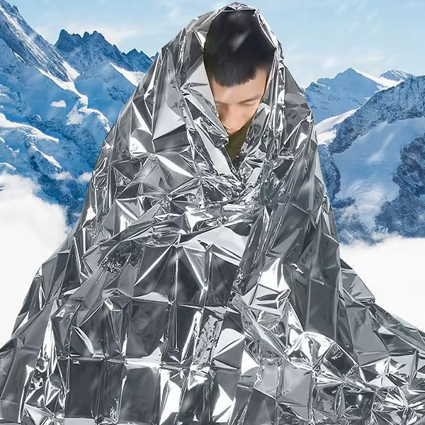Camping travel waterproof windproof body temperature protection emergency blanket PET special coating