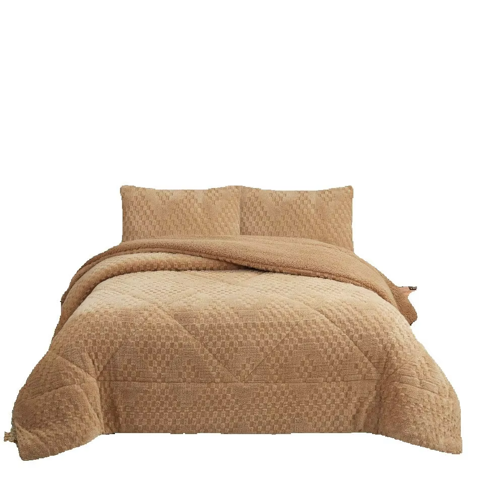 Novotextile winter comforter Sherpa Extra thick economic 560gr/m2-sedaline, hollow fiber and Sherpa-soft and warm-outside coral-inside sheep-1 or 2 cushion covers (50x70) thick