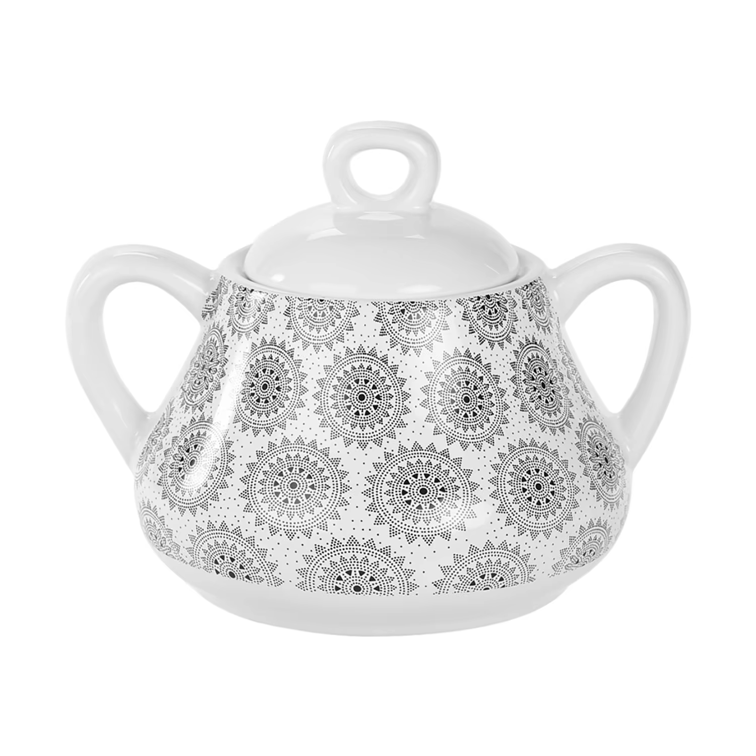 CM-Sugar Bowl and salt and sun with lid. Sugar Bowl and salt and salt bath set with decoration of Sun shapes. Ceramic Sugar Bowl with Lid 11x11x13 cm, Ceramic Saltroom with Wood Lid 10,5x10,5x8 cm, Spacious Kitchen Accessories, Practical and Stable