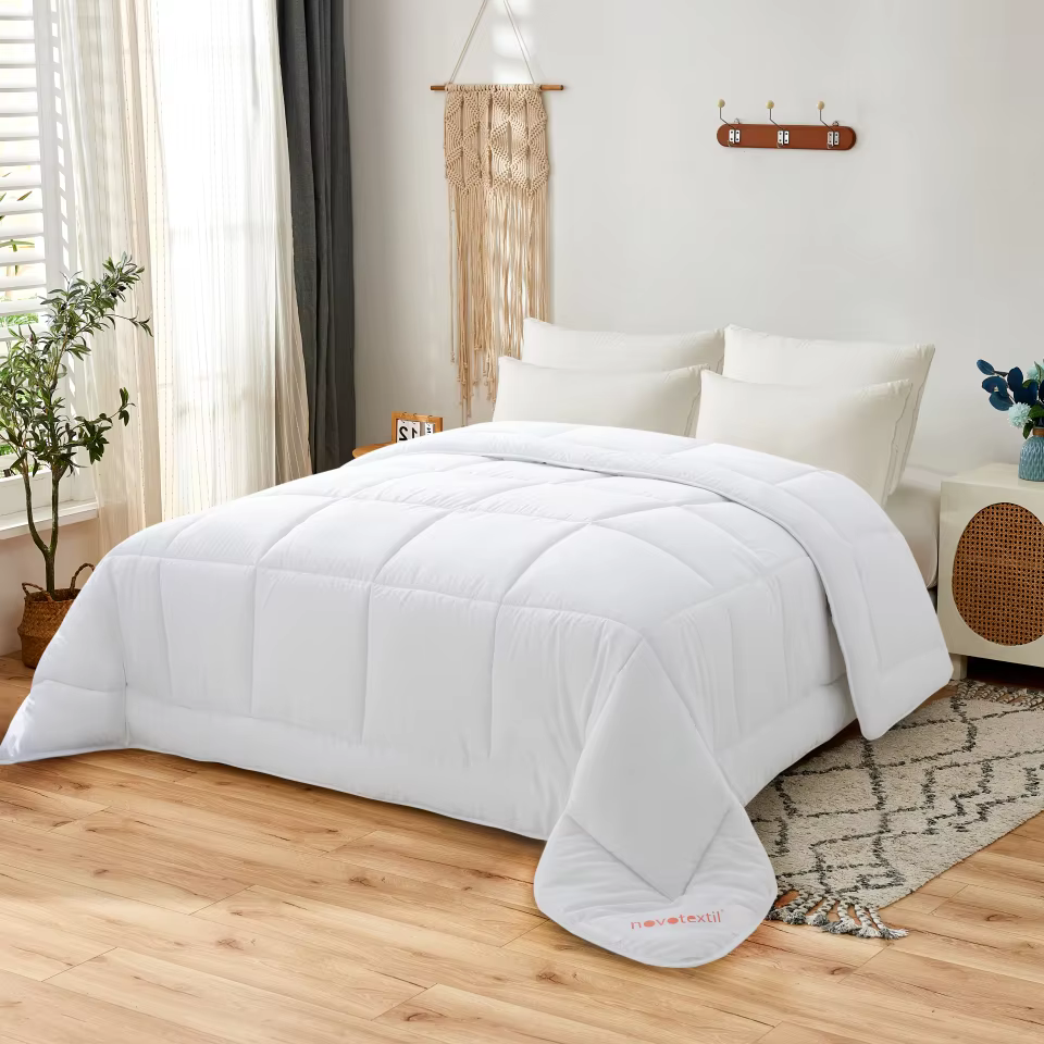 NOVOTEXTIL Nordic Filling Microfiber, White Bed from 90 to 200 Touch Hypoallergenic Feather Quilt Plain Gram 350g Hollow Fiber Silicone Outer Fabric 150g Microfiber