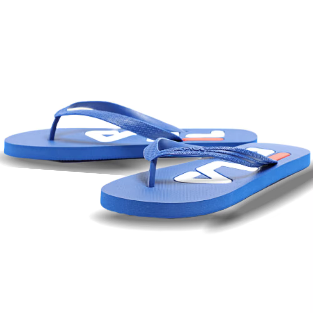 Flip flops man row Troy blue. Striated sole.