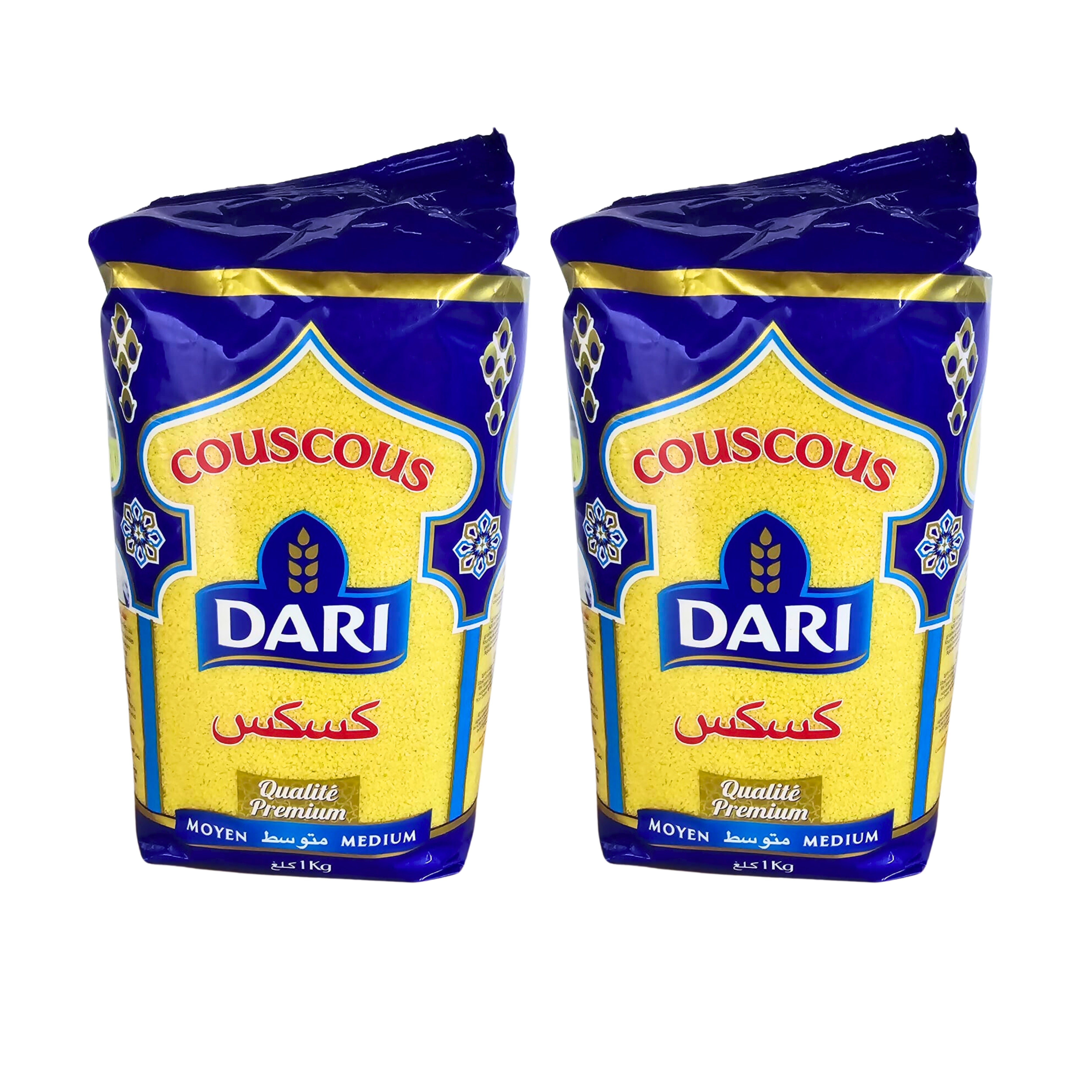 2 packages DARI COUSCOUS 1KG. MEDIUM PRODUCT of MOROCCO source of carbohydrates