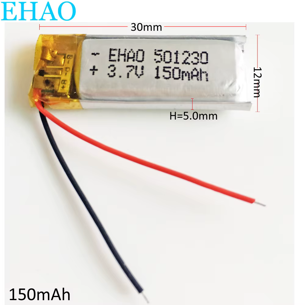 3.7V 150mAh Lithium Polymer LiPo Rechargeable Battery 501230 For Mp3 GPS PSP Bluetooth Headphone Headset