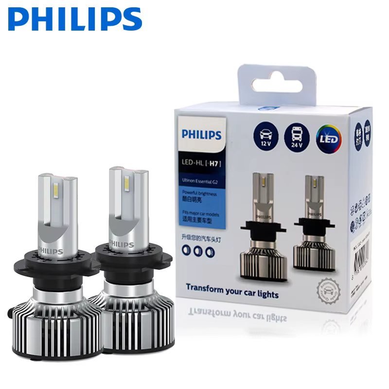 2X Philips Ultinon Essential G2 LED 6500K H7 12/24V 20W PX26d High Low Beam Car Original Bulbs Super White Light 11972UE2X2