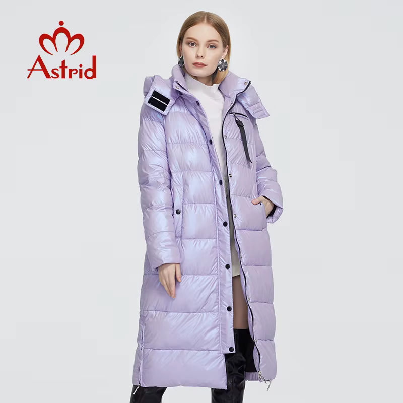 Astrid Winter Women's coat women parka long warm Bright fabric fashion Jacket hooded large sizes trendy female clothing 9510