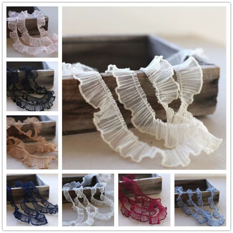 NEW Pure Color Mesh Organ Folds Ruffled Lace DIY Pet Toy Babydoll Bib Sewing Fluffy Multilayer Cake Skirt Decoration Accessories