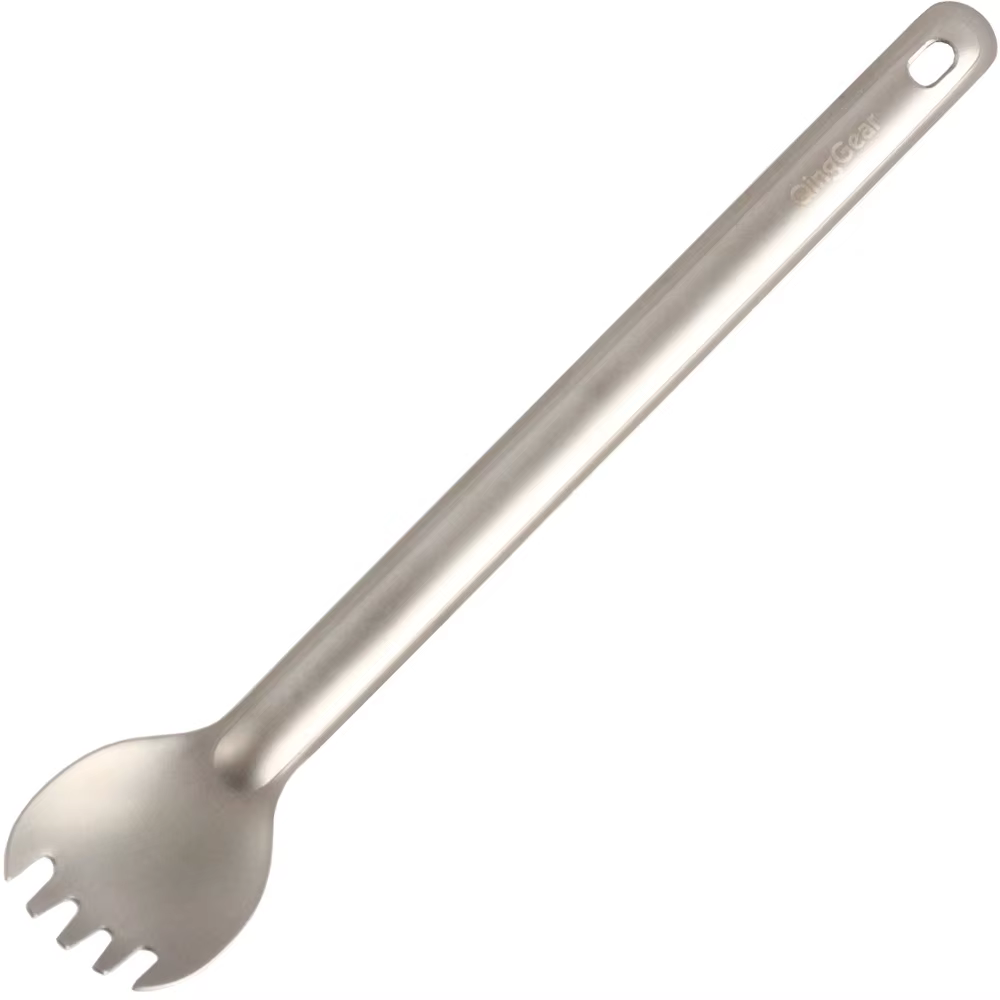 QingGear Titanium Long Handle Camping Spork Lightweight Portable Ideal Outdoor Cutltery Flatware