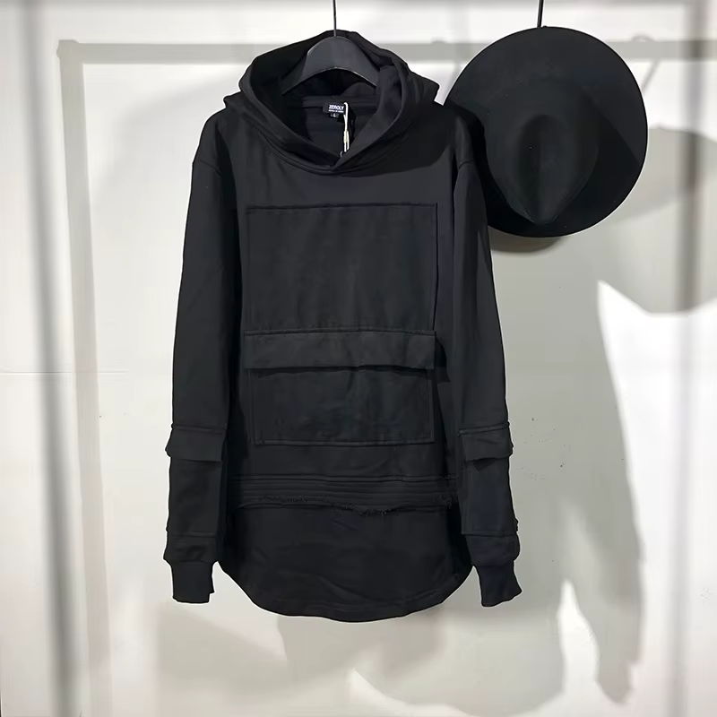 Owen Seak Men's Cotton Hoodies Sweatshirts Gothic Clothing Oversized Autumn Winter High Street Hip Hop Black Zip Jacket  Coat