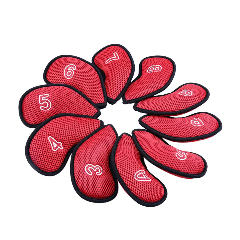 Golf 10Pcs/Pack New Meshy Nylon Golf Iron Covers Set Golf Club Head Cover Fit Most Irons