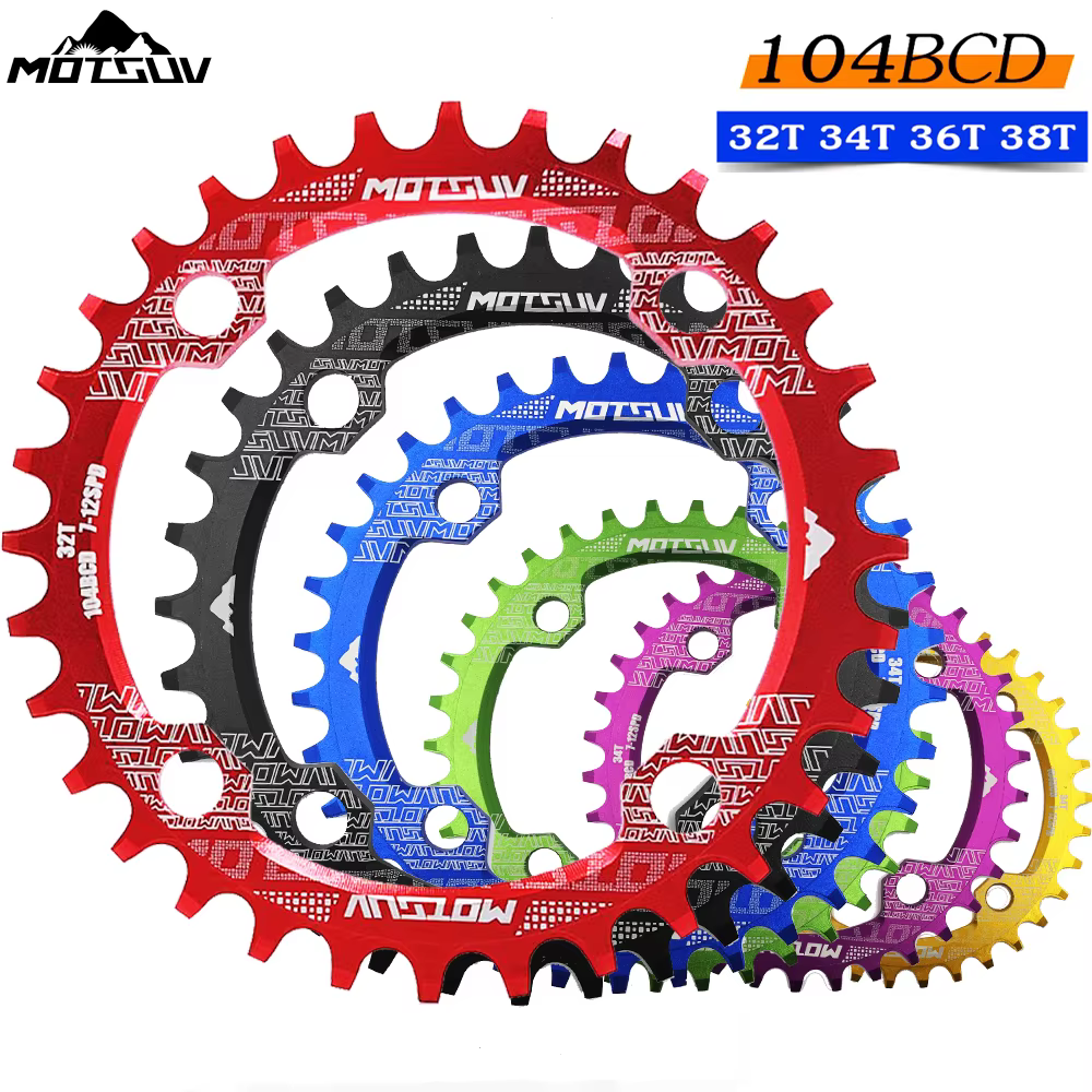 MOTSUV Round Narrow Wide Chainring MTB Mountain bike bicycle 104BCD 32T 34T 36T 38T crankset Tooth plate Parts 104 BCD