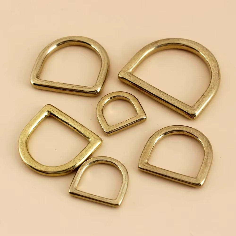 Solid brass cast rigging D ring saddle pet dog collar strap webbing harness Dee ring Leather craft bag luggage hardware acce