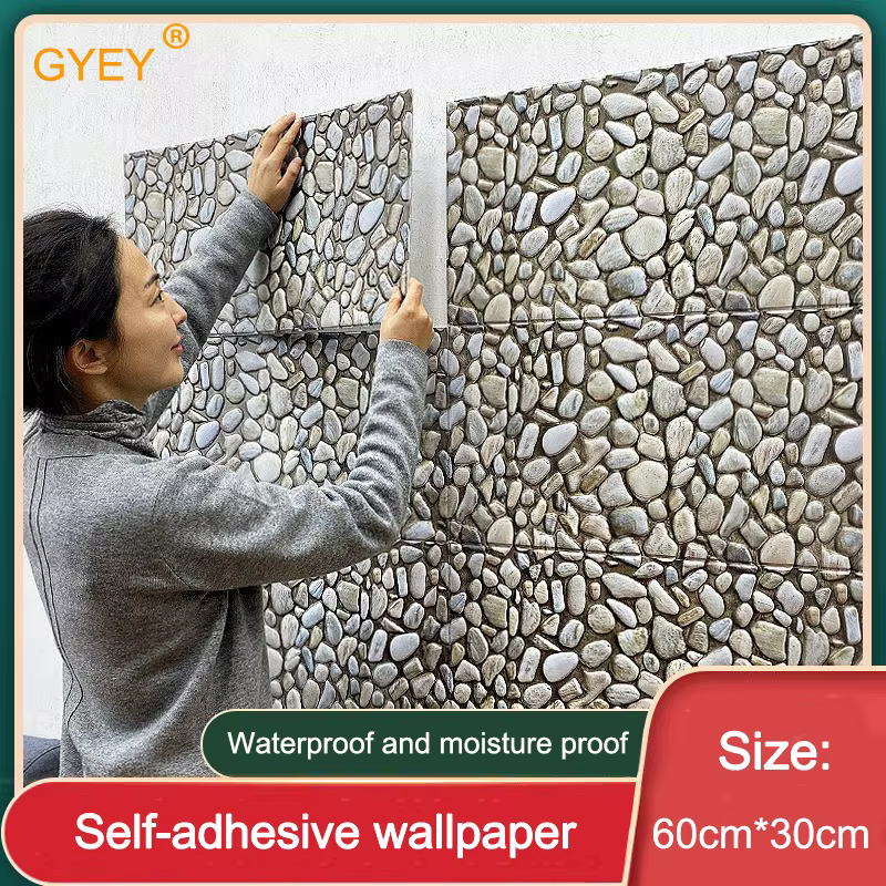 3D stereo self-adhesive wallpaper creative background wall retaining wall decoration restaurant renovation waterproof 60*30cm