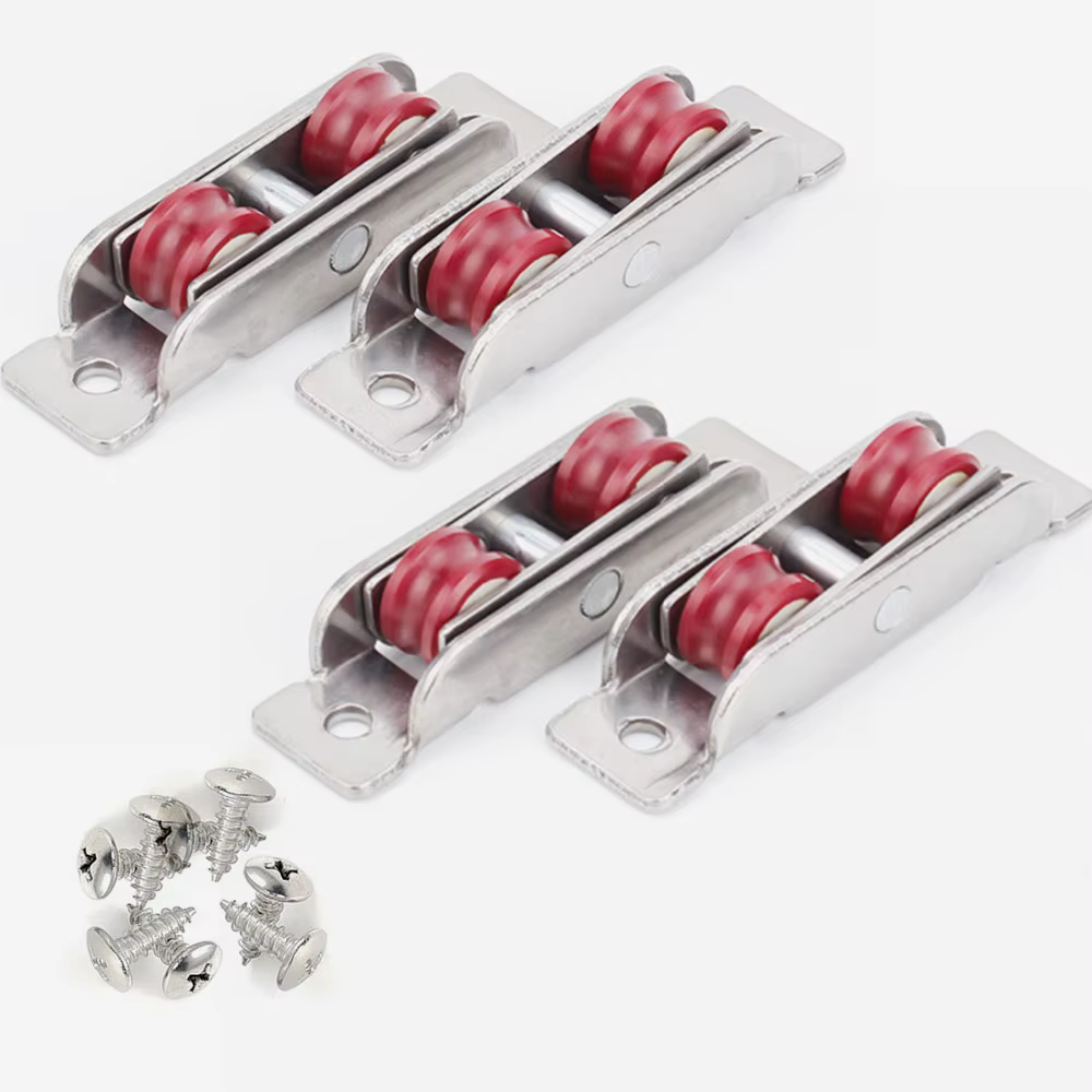 4Pcs 77/88Type Flat/Concave Double Wheel Plastic steel Slide Doors Window pulley U-type ultra-silence Wheel