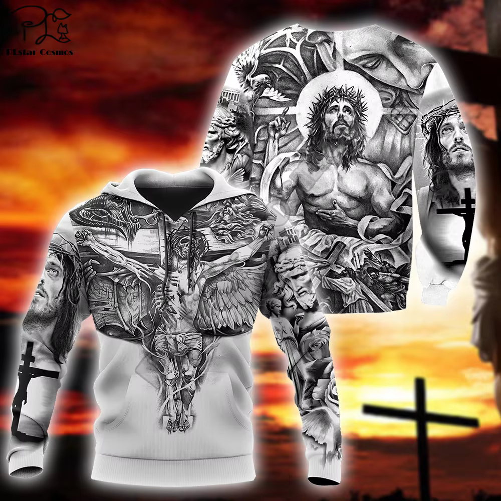 PLstar Cosmos Christian Catholic Jesus God Guard Retro Tracksuit Funny 3Dprint Men/Women NewFashion Harajuku Hoodies Pullover A7