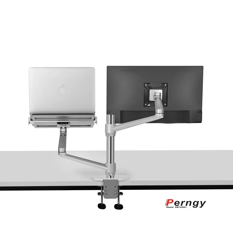OL-3L aluminum silver Ergonomics 10"-17" desk laptop stand 32" monitor desktop bracket computer mount full motion column bar