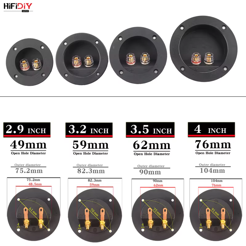 HIFIDIY LIVE Square circle (Install Hole 49-76) speaker junction Box  Terminal Shell 2 copper Binding Post Wire Cable Connector