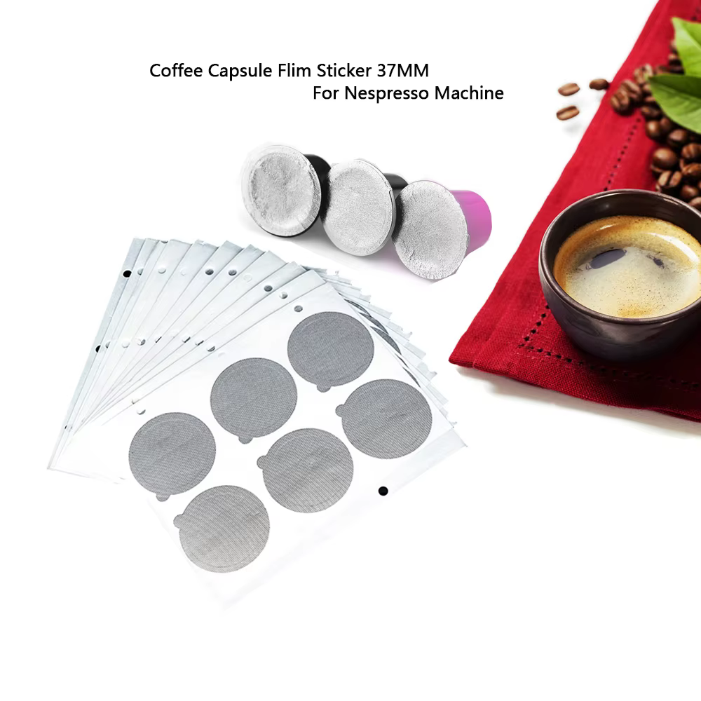 Refillable Nespresso Coffee Capsule Flim Sticker Refilling Stainless Steel Capsule Self Adhesive Aluminum Foil Brewer Lid
