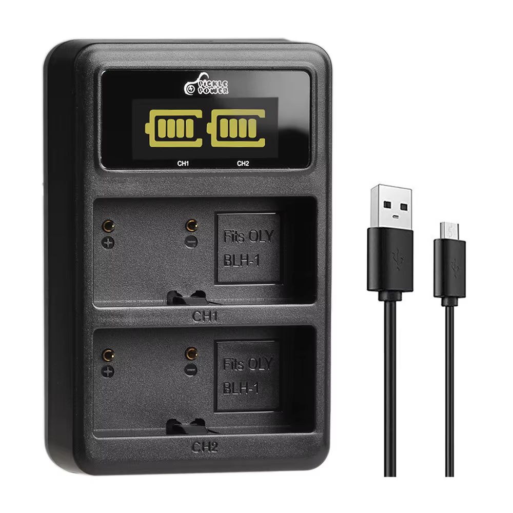 Pickle Power Battery Charger BLH-1 BLH1 LED USB Dual Consumer Electronics Accessories chargers for Olympus E-M1 Mark II Camera