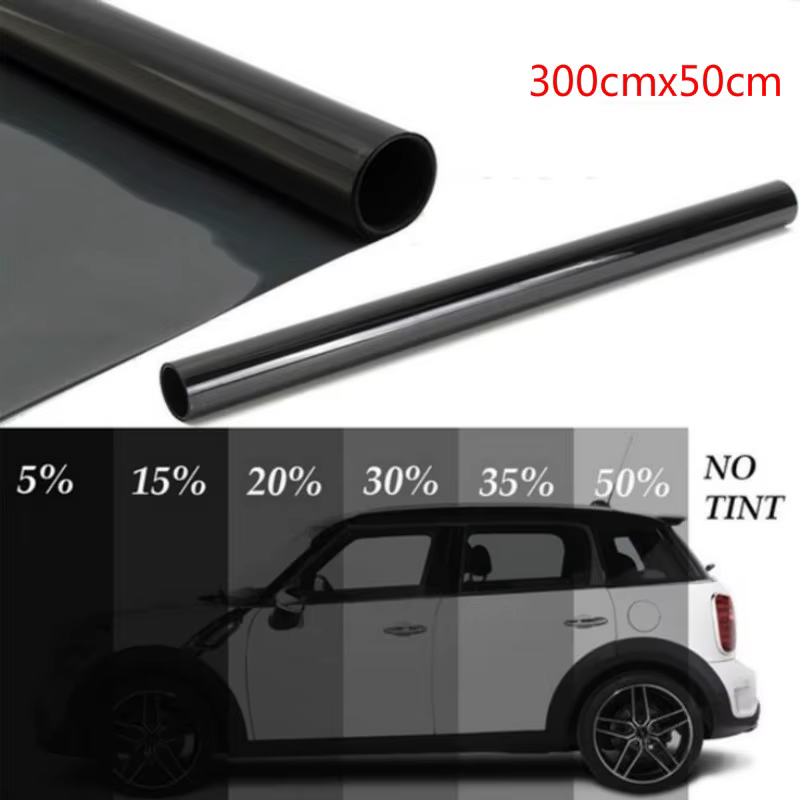300cmx50cm Black Car Window Foils Black Auto Car Home Window Glass Building Tinting Film Roll Side Window Solar UV Protection