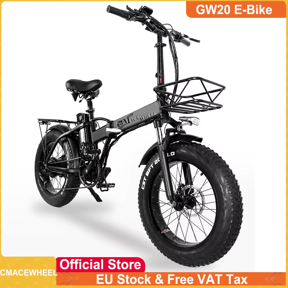 EU Stock CMACEWHEEL GW20 48V 15Ah Battery 750W Motor 20*4inch Wide Tire Foldable E-Bike Free Shipping 3-5 Work Days
