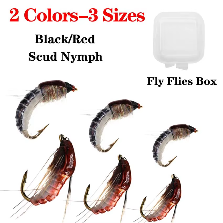 3 Sizes Trout Fishing Realistic Nymph Scud Fly Nymphing Artificial Insect Baits Flying Lure
