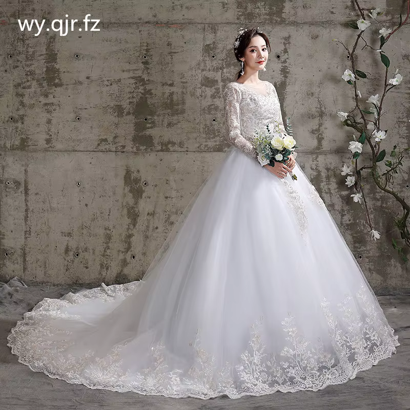 XXN-118#Bridal wedding dress Embroidered Lace on Net Full-sleeve Lace Up Mermaid/Trumpet Custom size free delivery wholesale