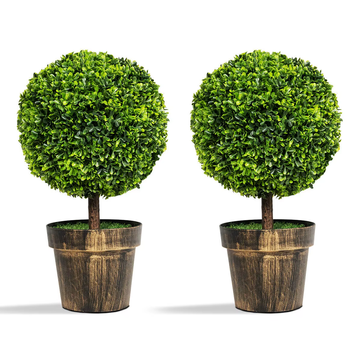 2PCS 22" Round Artificial Boxwood Topiary Tree Home Office Outdoor Decorations  HW66848-2