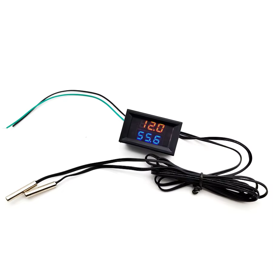 2-Way Temp Gauge Red+Blue LED Digital Display For Intercooler Supercharger