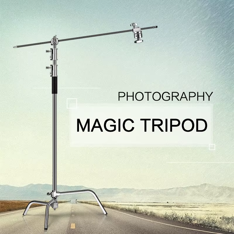 260cm Stainless Photography Tripod C-stand Light Stand 100% Metal 8.53ft With Boom Arm Professional For Photo Studio Softbox