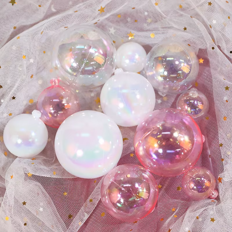 10 pcs 3/4/5cm Open Plastic Clear/white Colorful Ornament Gift Present Box Decoration Christmas Tree Decorations Ball